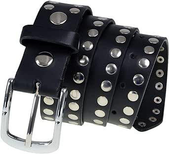 Milwaukee Leather MP7100 Men's Studded Black Genuine Leather Belt for Biker with Buckle - 1.5 inches Wide