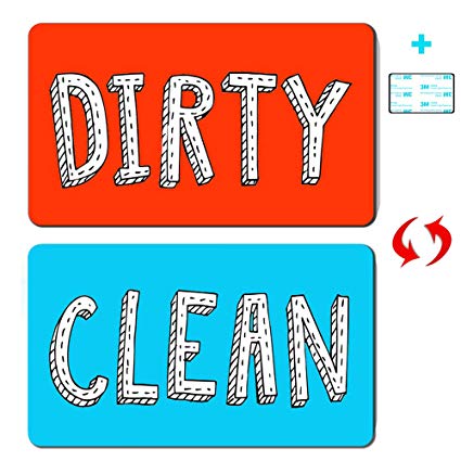 New! Dishwasher Magnet Clean Dirty Sign Waterproof Double Sided Flip Sign Dishwasher Reversible Indicator Clean Dirty Dishwasher Magnet With Bonus Metal Magnetic Plate, Suitable for All Dishwasher