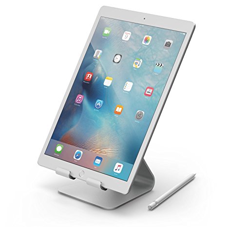 iPad Pro, elago P4 Stand - [Premium Aluminum][Cable Management][Perfect Angle] - For iPad Pro, iPad air, iPad, iPad mini & Tablet PC (Silver)