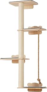 VEVOR 4 Tiers Tall Cat Tree, Cat Wall Furniture Set with 4 Jumping Boards, Wall-Mounted Cat Floating Shelf up to 40 lbs, 12 mm Pine Wood Cat Perch for Sleeping, Playing, and Climbing