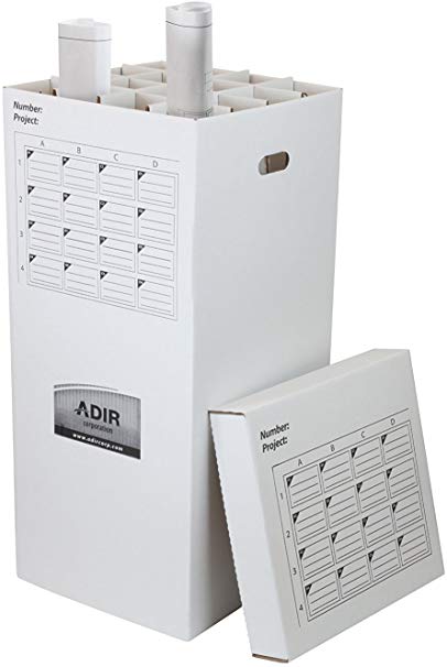 Adir Corrugated Cardboard 16 Roll File (for Rolls up to 37 Inches Long) Upright Storage Cabinet