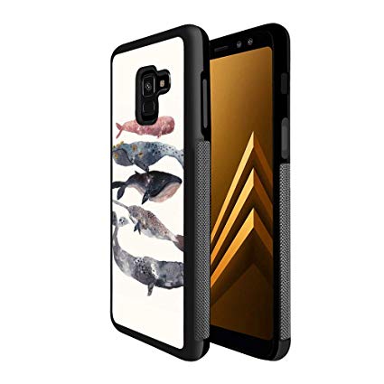 Case for Samsung A8, Whales Anti-Scratch Hard Backplate Back Cover for Samsung A8 Black Shock-Proof Protective Case [Anti-Slippery]