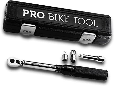 PRO BIKE TOOL 3/8 Inch Drive Click Torque Wrench Set 10 to 60 Nm – Bicycle Maintenance Kit for Road & Mountain Bikes, Motorcycle Multitool - Includes 1/2" & 1/4" Adapters, Extension Bar & Storage Box