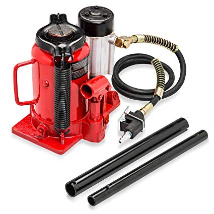 Tooluxe 31010L Low Profile Air Hydraulic Manual Bottle Jack, 20 Tons