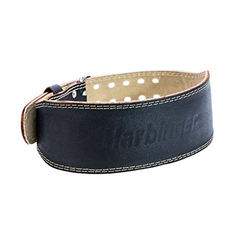 Harbinger Padded Leather Contoured Weightlifting Belt with Suede Lining and Steel Roller Buckle