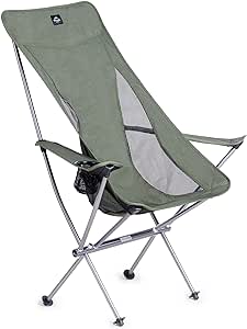 Naturehike Plus Easy to Set Up Ultralight High Back Camping Moon Chair,Portable Comfortable Outdoor Lawn Chair for adult with Cup Holder, Carry Bag for Hiking,Riding,Traveling,Fishing,Picnic,265lbs