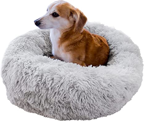 Youngever Round Pet Bed, Calming Dog and Cat Bed, Donut Bed for Dog, Puppy, Cat, Kitten (25 Inch Diameter)