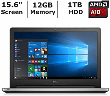 2016 Dell Inspiron 15.6" High Performance Laptop PC, AMD A10-8700P Processor, 12GB RAM, 1TB HDD, DVD /-RW, Webcam, WIFI, HDMI, Bluetooth, Windows 10, Silver