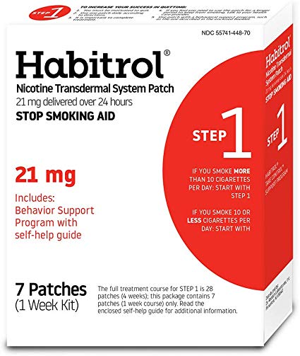 Habitrol Nicotine Transdermal System Patch | Stop Smoking Aid | Step 1 (21 mg) | 7 Patches (1 Week Kit) | Packaging May Vary