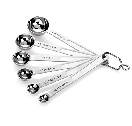 New Star Foodservice 43112 Stainless Steel 18/8 Measuring Spoons, Set of 6