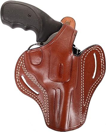 Pusat Holster Handcrafted Colt Trooper MK III 357 Magnum Revolver Leather OWB 4 Barrel Holster Right Hand Colors Black-Brown