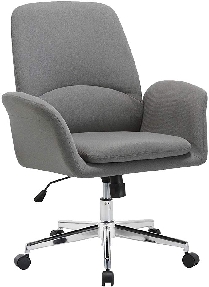 NOVIGO Upholstered Home Office Chair with Comfy Back Support for Conference Room Study Grey BIFMA Certified