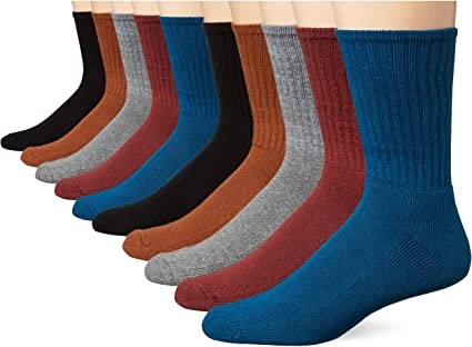 Amazon Essentials Men's 10-Pack Cotton Half Cushioned Crew Socks