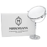 MIRRORVANA EIGHT-INCH 8 Vanity Makeup Mirror  Double-Sided 1X and 10X Magnifying Mirrors  Free Extended Manufacturers Warranty