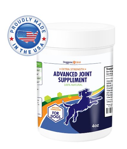 Glucosamine for Dogs with MSM, Chondroitin, and Omega 3 - Powder - Best Health Supplements for Hip & Joint Pain and Arthritis Relief for Small, Large, & Senior Dogs - Made in the USA