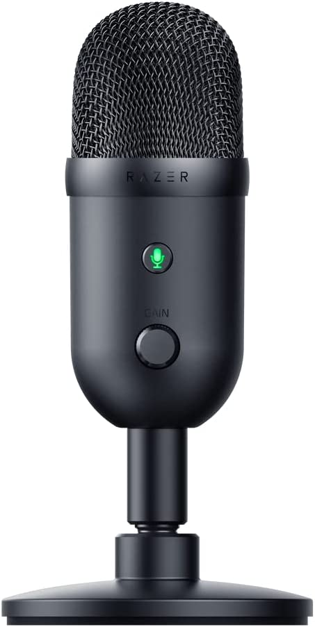 Seiren V2 X - USB Microphone for Streamers (25mm Condensor Microphone, Supercardioid Pickup Pattern, Analog Gain Limiter, Mic Monitoring, Built-in Shock Absorber, Gain Control and Mute Button) Black