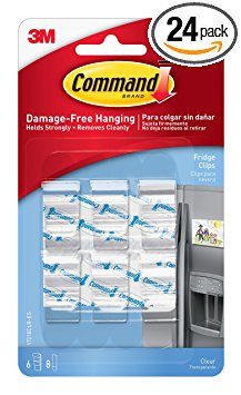 Command Fridge Clips, Clear, 6-Clip, 4-Pack, 24 Clips Total