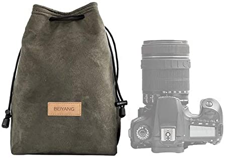 Drawstring Camera Case, Portable Camera Bag/Case for Canon Nikon Sony, BEIYANG (Medium, Green)