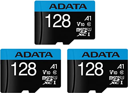 ADATA Premier 128GB 3-Pack MicroSDHC/SDXC UHS-I Class 10 V10 A1 Memory Card with Adapter Read up to 100 MB/s (128GB 3 Pack)