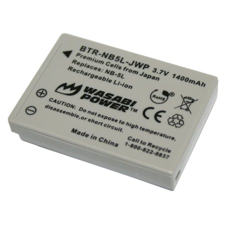 Wasabi Power Battery for Canon NB-5L and Canon PowerShot S100, S110, SD700 IS, SD790 IS, SD800 IS, SD850 IS, SD870 IS, SD880 IS, SD890 IS, SD900 IS, SD950 IS, SD970 IS, SD990 IS, SX200 IS, SX210 IS, SX220 IS, SX230 HS