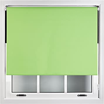 FURNISHED Blackout Roller Blind in Different Colours & Sizes - Trimmable - Lime Green 90cm x 165cm