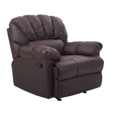 HomCom PU Leather Rocking Sofa Chair Recliner - Brown