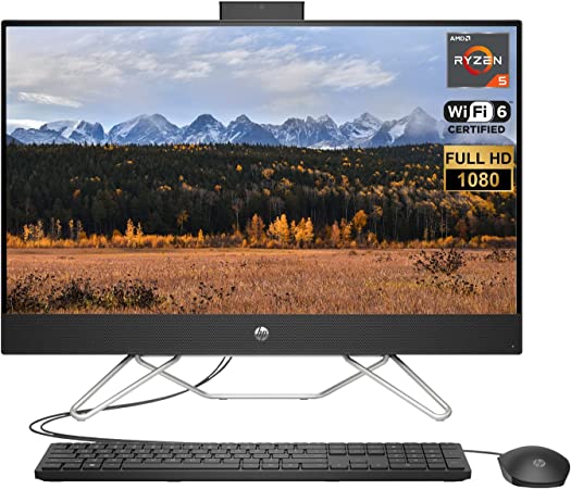 HP 27 All-in-One Desktop, 27" FHD Screen, AMD Ryzen 5 5625U Processor, 32GB DDR4 RAM, 1TB PCIe SSD, Pop-up Webcam, RJ45, HDMI, Wi-Fi 6, Wired KB & Mouse, Windows 11 Home, Black