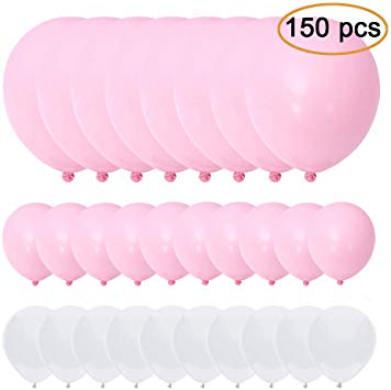 ANAHAT Pastel Pink White Balloons 150 pcs Macaron Balloons kit for Birthday Baby Shower Wedding Engagement Anniversay Christmas Festival Picnic or Friends & Family Party Decorations