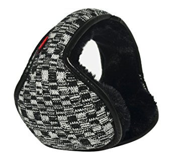 Mraw Unisex Woolen Yarn Plaid Foldable/Adjustable Wrap around Earmuffs