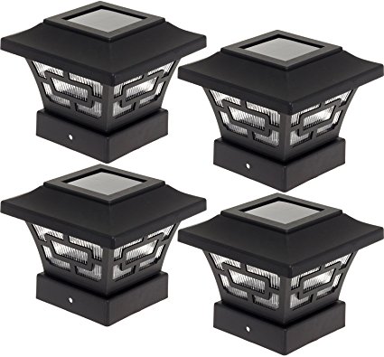 Westinghouse Hilltop 20 Lumens Solar Fence Post Cap Lights for 4x4 Wood Posts (Black, 4 Pack)