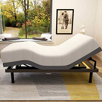 Milemont Adjustable Bed Base Frame Smart Electric Beds Foundation (Twin XL, Gray)