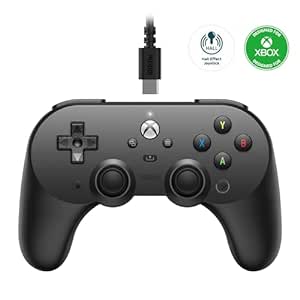 8Bitdo Pro 2 Wired Controller for Xbox, Hall Effect Joystick Update, 3.5mm Audio Jack, Compatible with Xbox Series X|S, Xbox One, Windows 10/11 - Officially Licensed (Black)