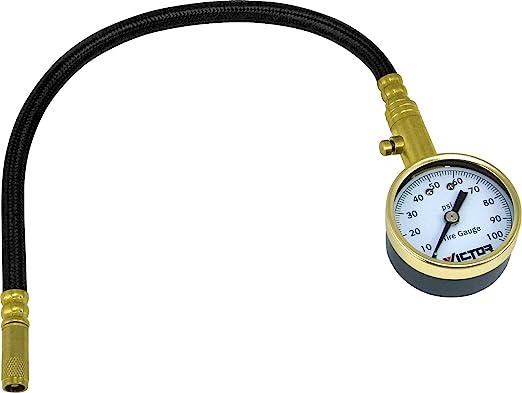 Victor 22-5-60108-8 Dial Tire Gauge with Flexible Hose