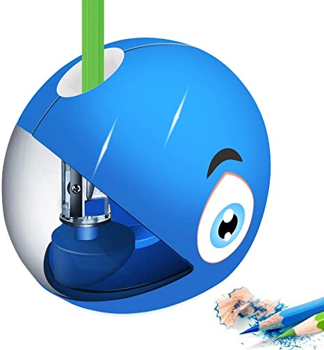 Electric Pencil Sharpener for Kids, CNASA Shark Pencil Sharpener for No.2 and Colored Pencils,Electrical Automatic Sharpener for Home/School/Office,Fast Sharpen with USB or 2AA Batteries（Not Included