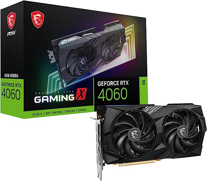 MSI Gaming GeForce RTX 4060 8GB GDRR6 128-Bit HDMI/DP Nvlink TORX Fan 4.0 Ada Lovelace Architecture Graphics Card (RTX 4060 Gaming X 8G)