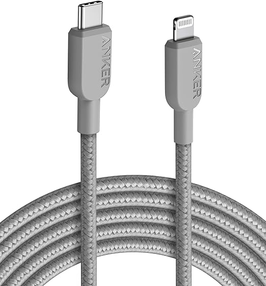 Anker USB C to Lightning Cable, 310 USB-C to Lightning Braided Cable(10ft, Grey), MFi Certified, Fast Charging Cable for iPhone 14 Plus 14 14 Pro Max 13 13 Pro iPhone 12 (Charger Not Included)