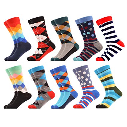 WeciBor Men's Colorful Novelty Patterned Casual Crew Socks Packs