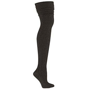 Sock It To Me OTK BLACK CABLE KNIT Womens Thigh High Socks,One Size Fits Most