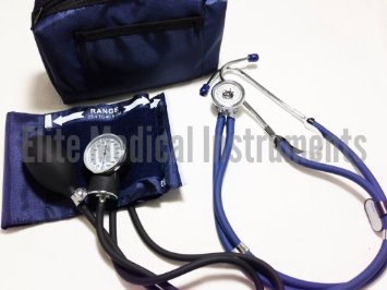 EMI Sprague Rappaport Stethoscope and Aneroid Sphygmomanometer Blood Pressure Set Kit - #330 - Select Color (Navy Set)