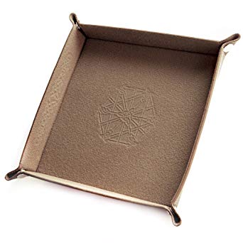 Wiz Dice Collapsible Bicast Leather & Felt Folding Dice Holder Rolling Tray with Snaps for DND, Tabletop Games, Storage
