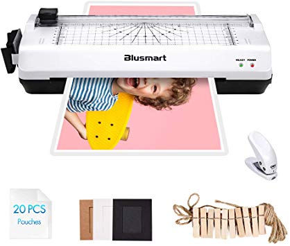 5 in 1 Blusmart Laminator Set, A4, Trimmer, Corner Rounder, 20 Laminating Pouches, Photo Frames, White