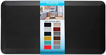ComfiLife Anti Fatigue Floor Mat – 3/4 Inch Thick Perfect Kitchen Mat, Standing Desk Mat – Comfort at Home, Office, Garage – Durable – Stain Resistant – Non-Slip Bottom (20" x 39", Black)