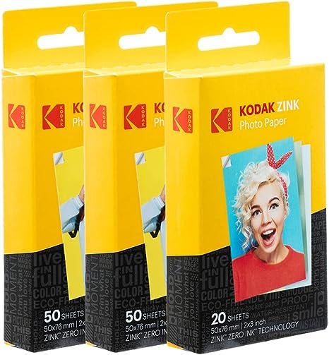 Kodak 2"x3" Premium Zink Photo Paper (120 Pack) Compatible with Kodak Smile, Kodak Step, PRINTOMATIC