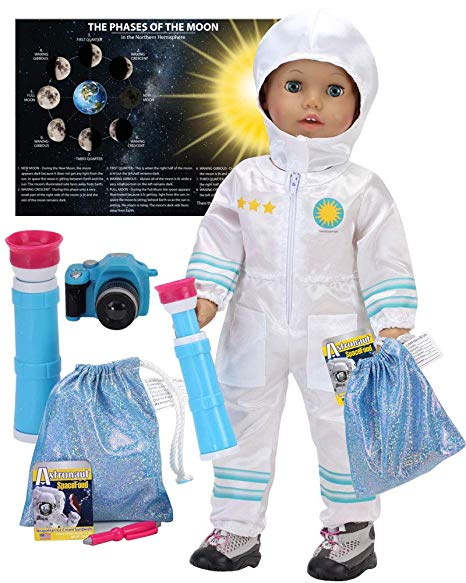 Sophia's Smithsonian 18 Inch Doll Astronaut Set Spacesuit, Telescope, Moon Rock Bag, Camera and More | 8 Pc Astronaut Set