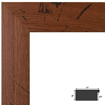 US Art Frames 20x28 Distressed Oak, Faux Distressed Finish 1.5 Inch Flat MDF Wood Composite, Wall Decor Picture & Poster Frame