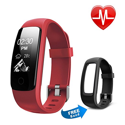Fitness Tracker Heart Rate, Letsfit Bluetooth Activity Tracker Watch with Full Touch Screen, Sleep Tracker Calorie Counter Pedometer Watch with Replacement Band for Android & IOS