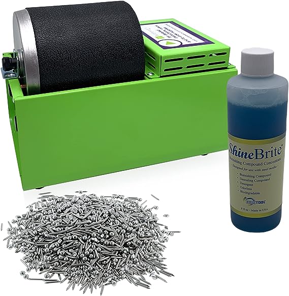WireJewelry Single Barrel Tumbler, Jewelry and Metal Polishing Kit, Includes 1 Pound of Jewelers Mix Shot and 8 Ounces of Shinebrite Burnishing Compound