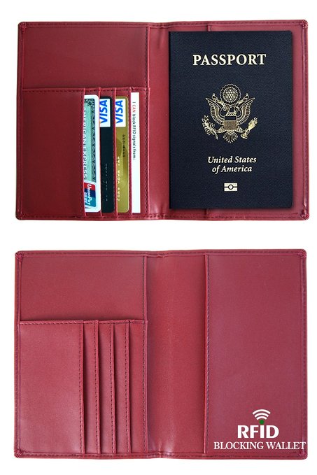 RFID Passport Holder, Leather RFID Blocking Passport Case Cover Holder