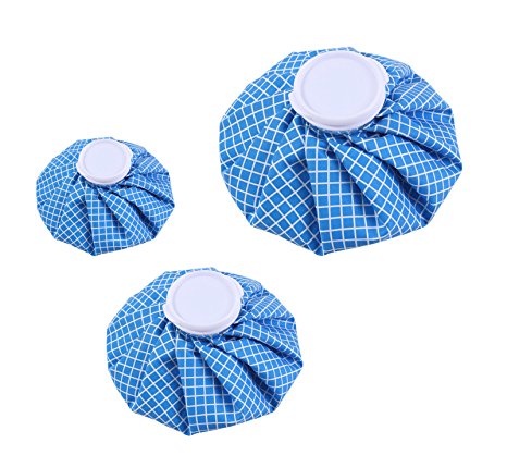 Koo-Care Ice Bag Hot & Cold Reusable Ice Pack, 3 Pack[11", 9", 6"] (Blue/White checkered)
