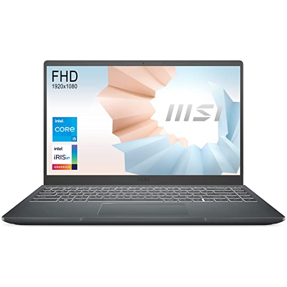 MSI Modern 14, Intel i3-1115G4, 14"(35cm) FHD IPS-Level 60Hz Panel Laptop (8GB/512GB NVMe SSD/Windows 10 Home/Intel UHD Graphics/Carbon Grey/1.3Kg), B11MOU-862IN